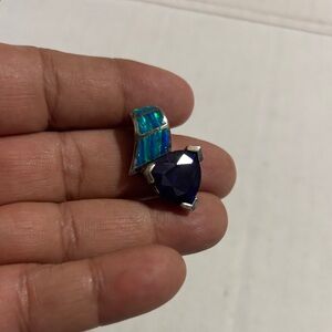 Stamped 925 Havana Opal and African Amethyst Pendant